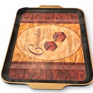Italian Wood Chocolate Serving Tray Wood/Metalic